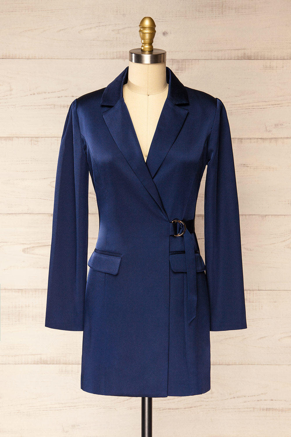 Cherbourg Short Navy Blazer Dress w/ Shoulder Pads | La petite garçonne front view