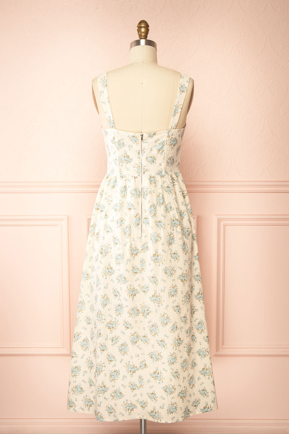 Chinaka Midi Floral Corset Dress with High Slit | Boutique 1861 back view