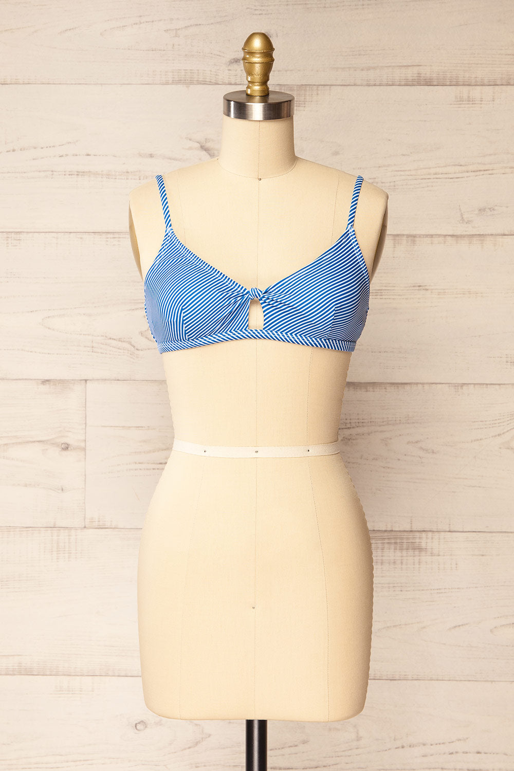 Chinsali Stripes Blue Bikini Top w/ Cut-Out | La petite garçonne front view
