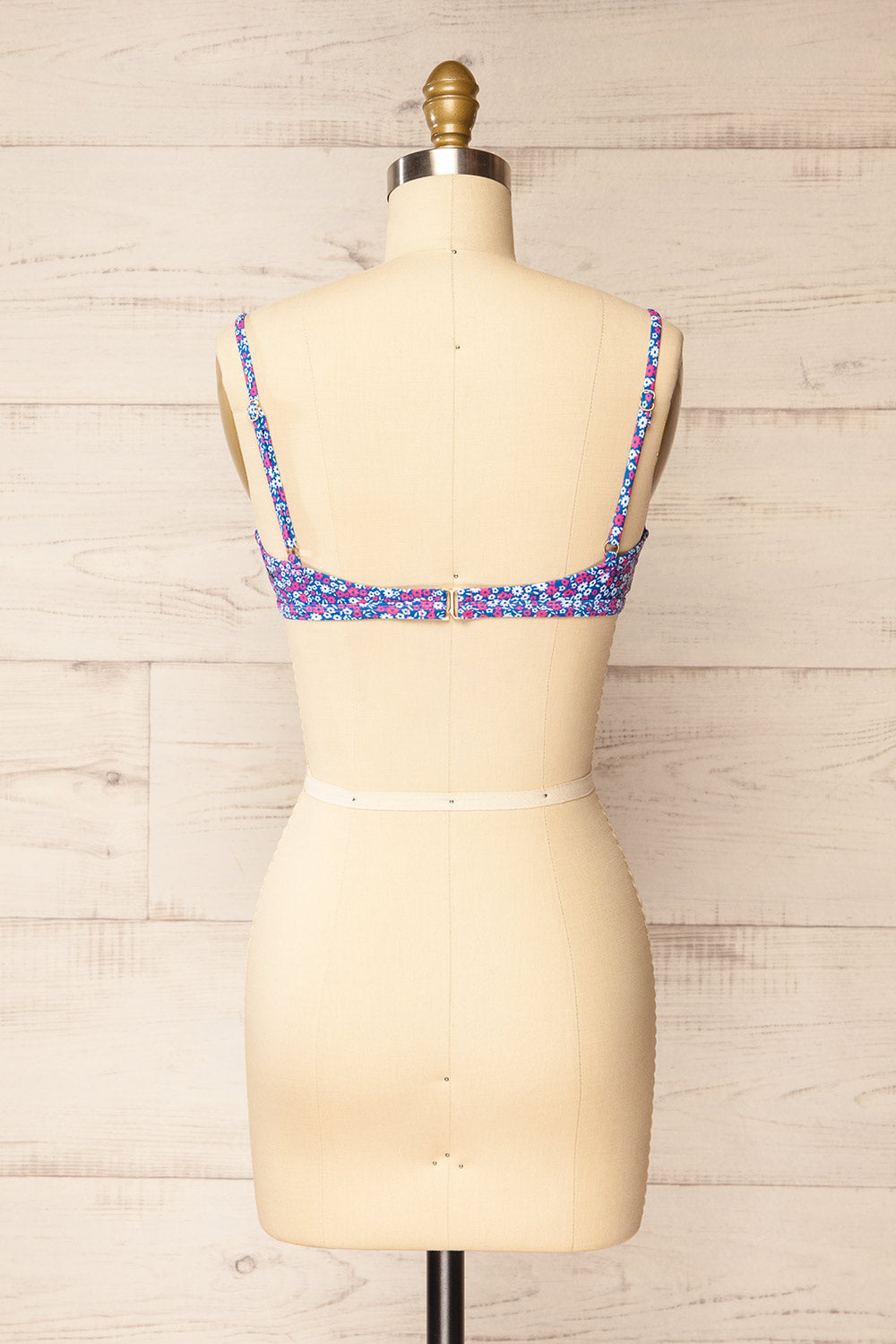 Chinsali Floral Blue Bikini Top w/ Cut-Out | La petite garçonne back view