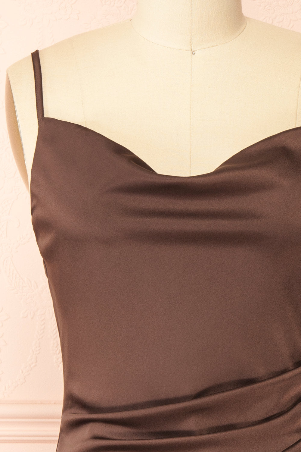 Chloe Brown Silky Midi Slip Dress | Boutique 1861 front