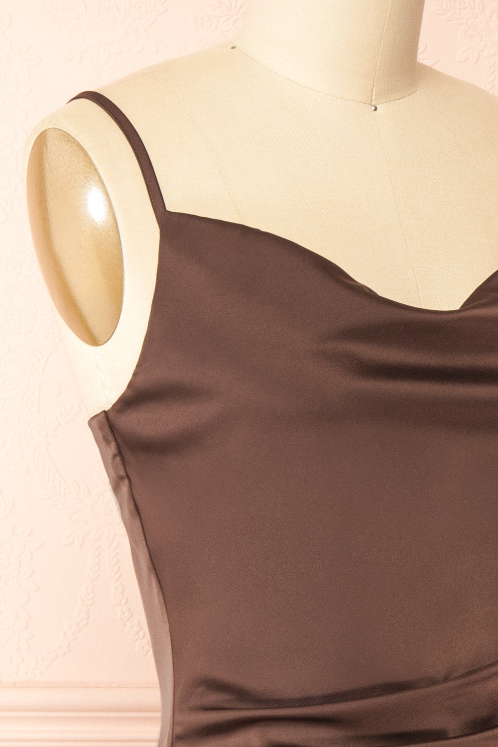 Chloe Brown Silky Midi Slip Dress | Boutique 1861 side