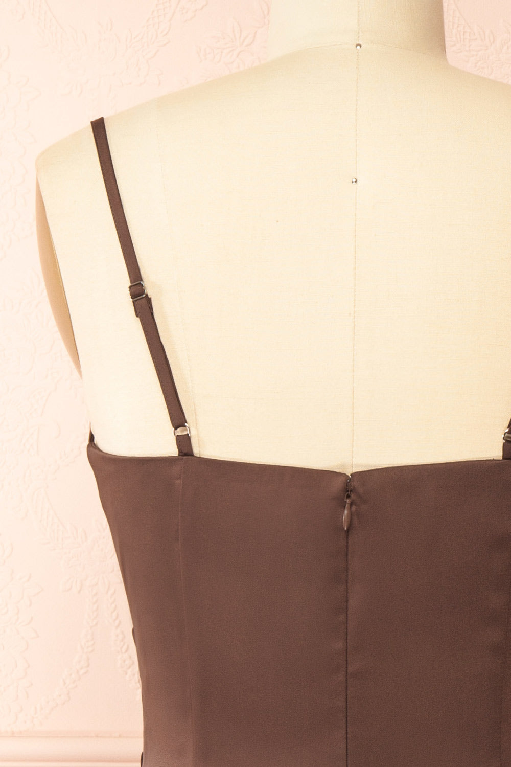 Chloe Brown Silky Midi Slip Dress | Boutique 1861 back