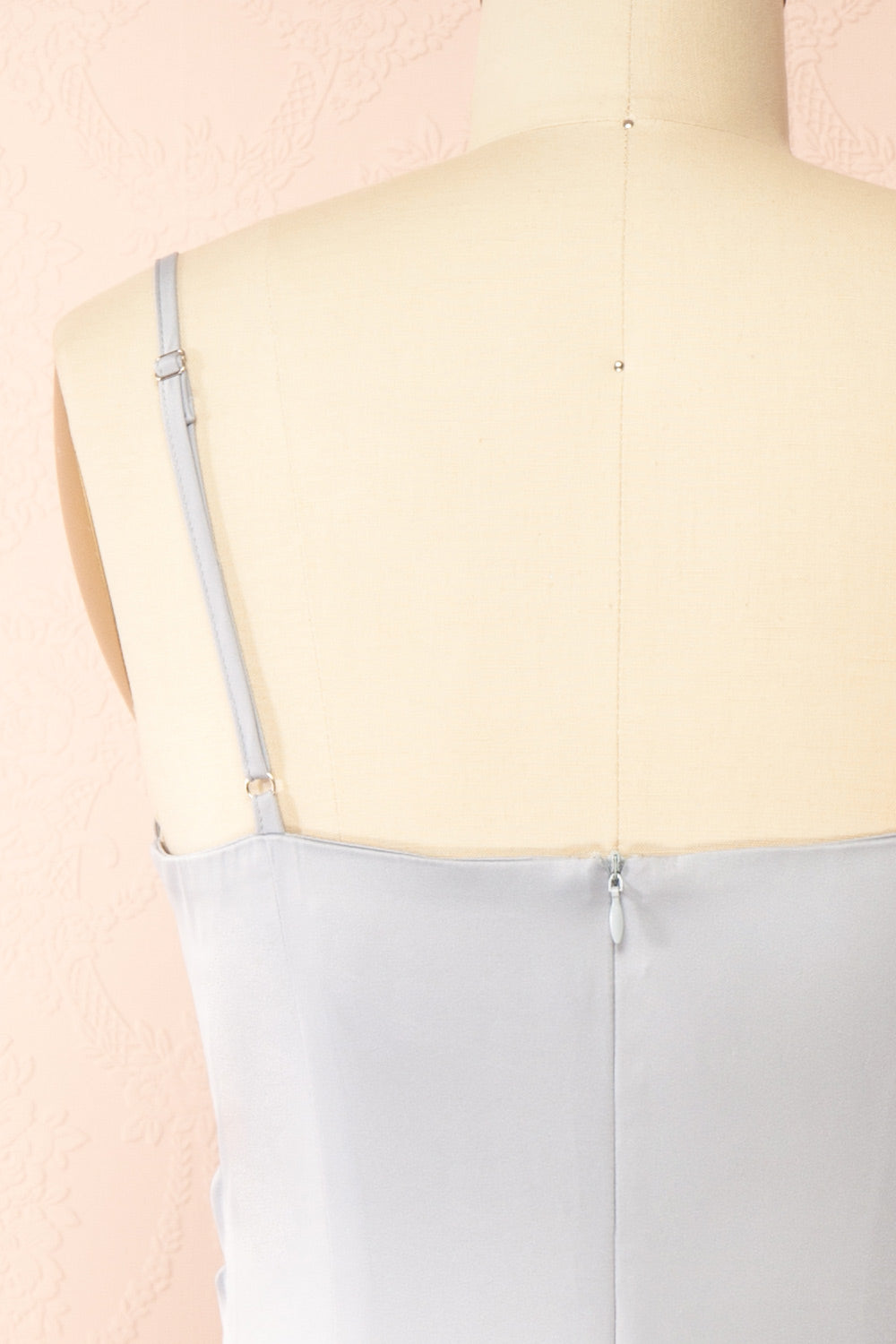 Chloe Grey Cowl Neck Satin Midi Slip Dress | Boutique 1861 back