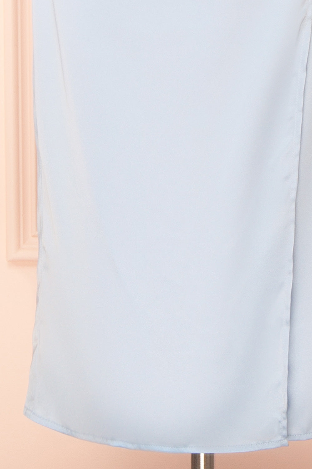 Chloe Light Blue Cowl Neck Satin Midi Slip Dress | Boutique 1861 bottom