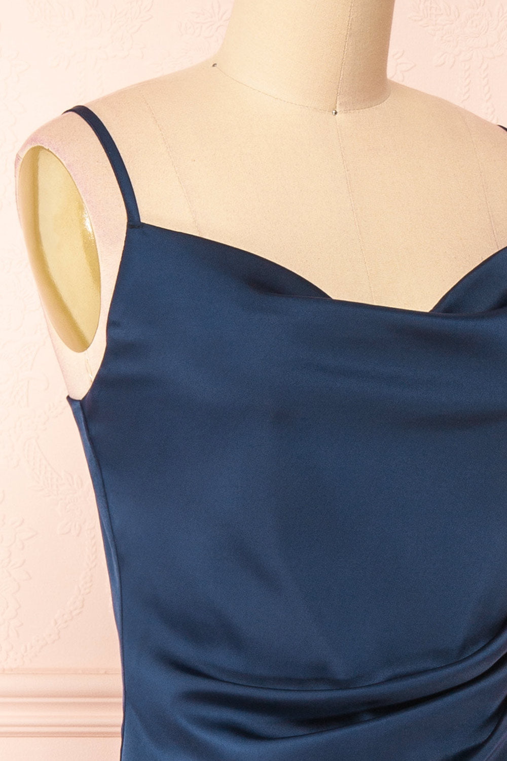 Chloe Navy Silky Midi Slip Dress | Boutique 1861 side