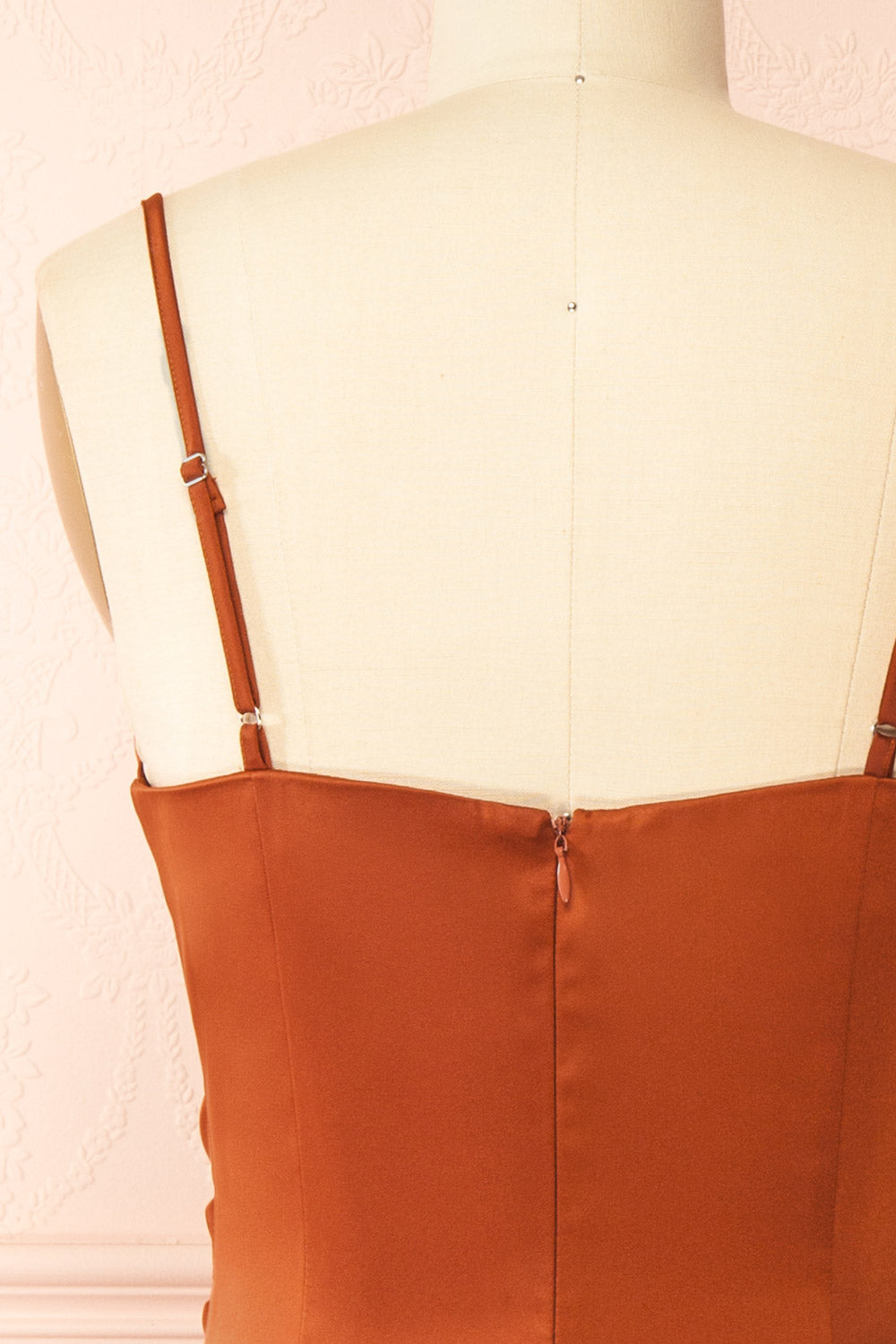 Chloe Rust Cowl Neck Silky Midi Slip Dress | Boutique 1861 back