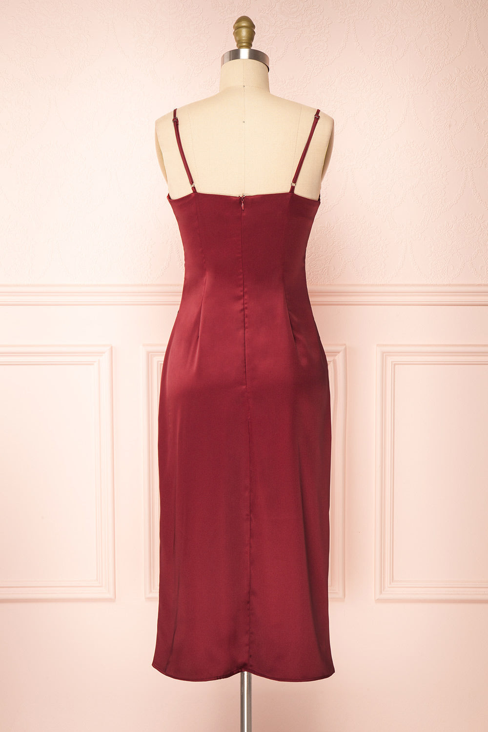 Chloe Bourgogne | Robe Nuisette Midi en Satin
