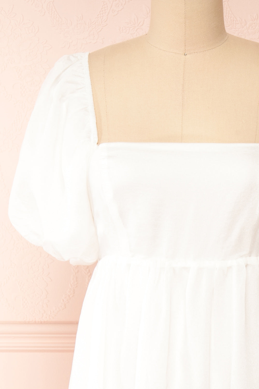 Chrissy White Maxi Dress w/ Empire Waist | Boudoir 1861 front close-up