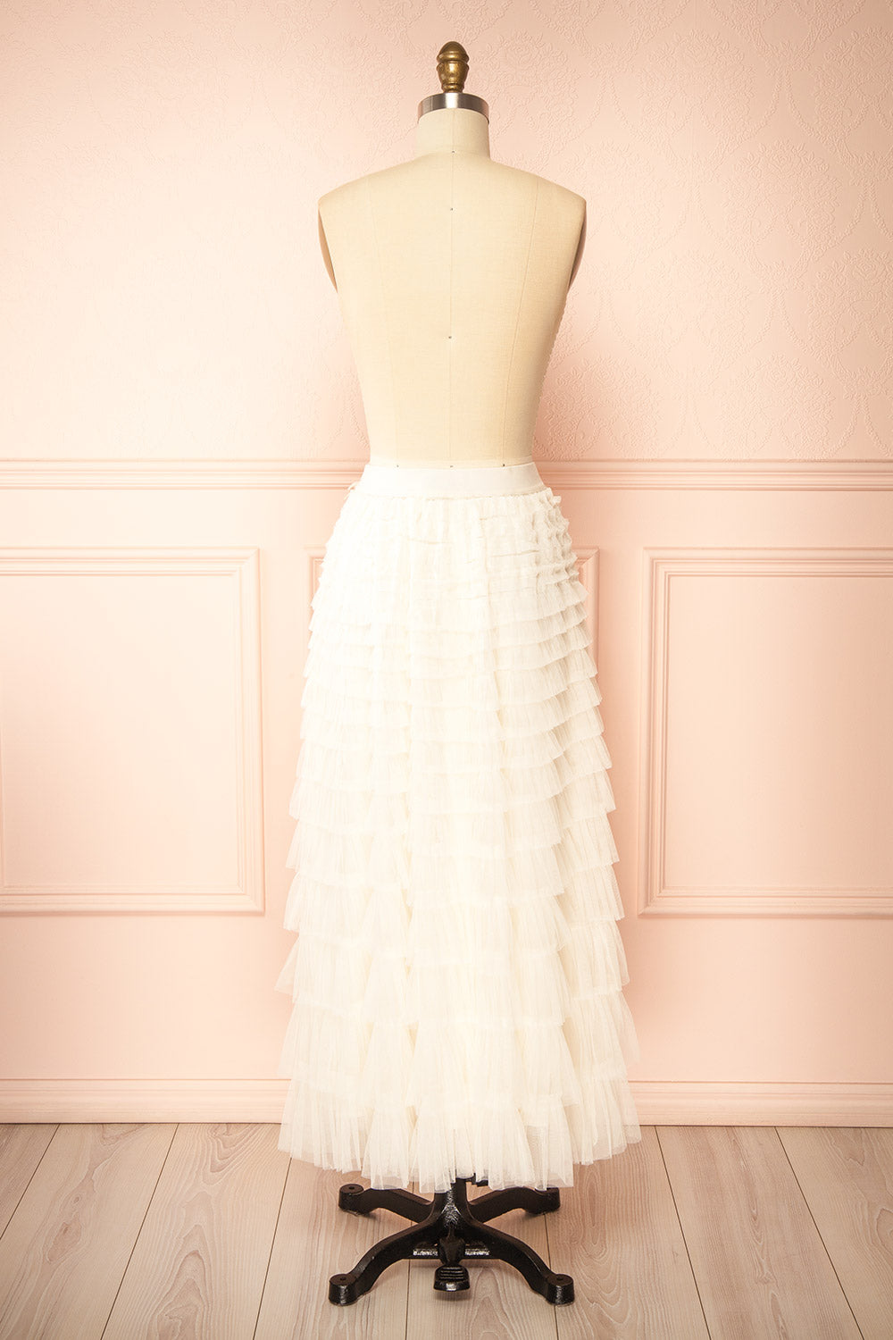 Christabel Ivory Ruffled Maxi Skirt with 3D Flowers | Boutique 1861 back view