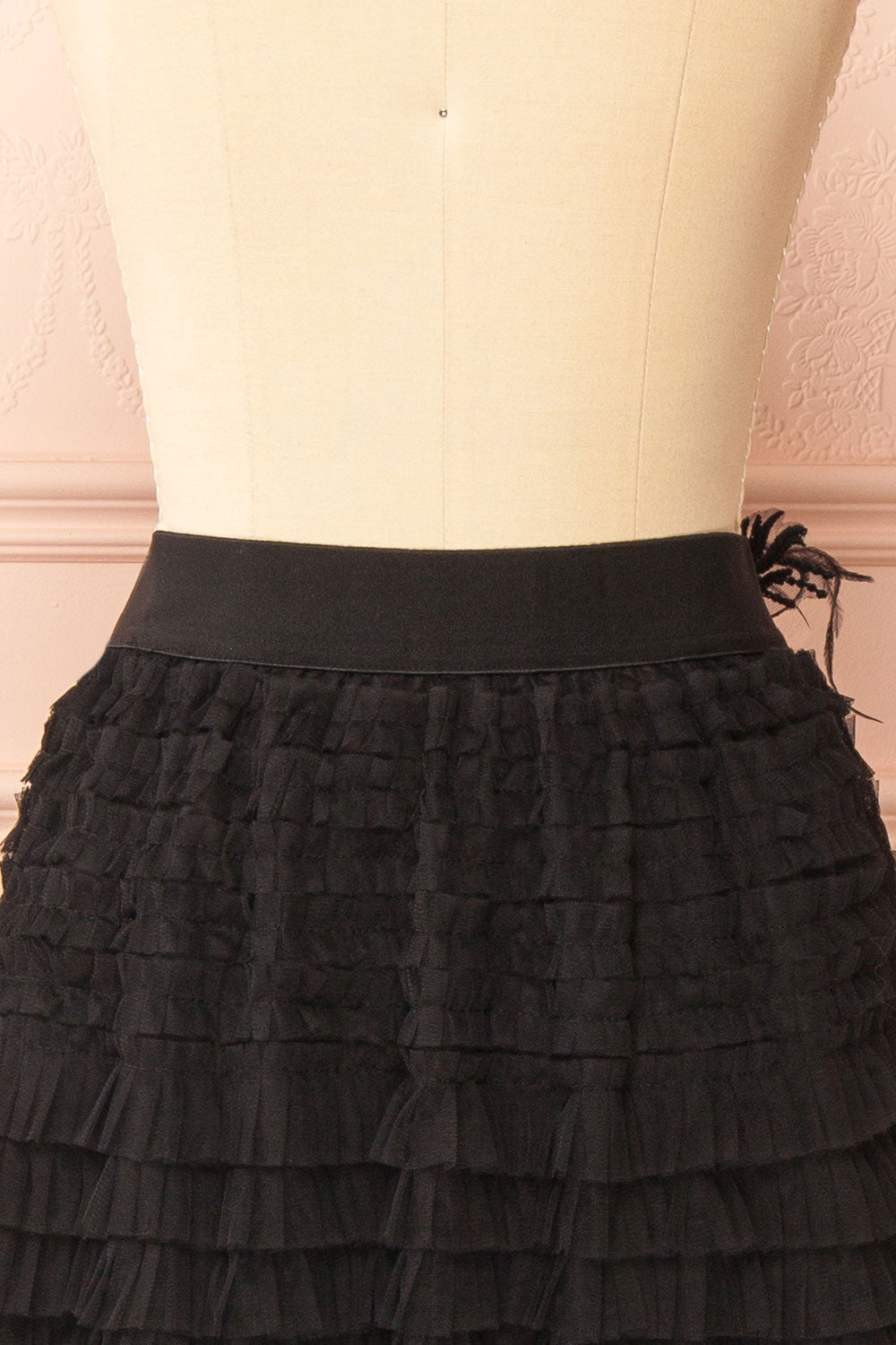 Christabel Black Ruffled Maxi Skirt with 3D Flowers | Boutique 1861 back