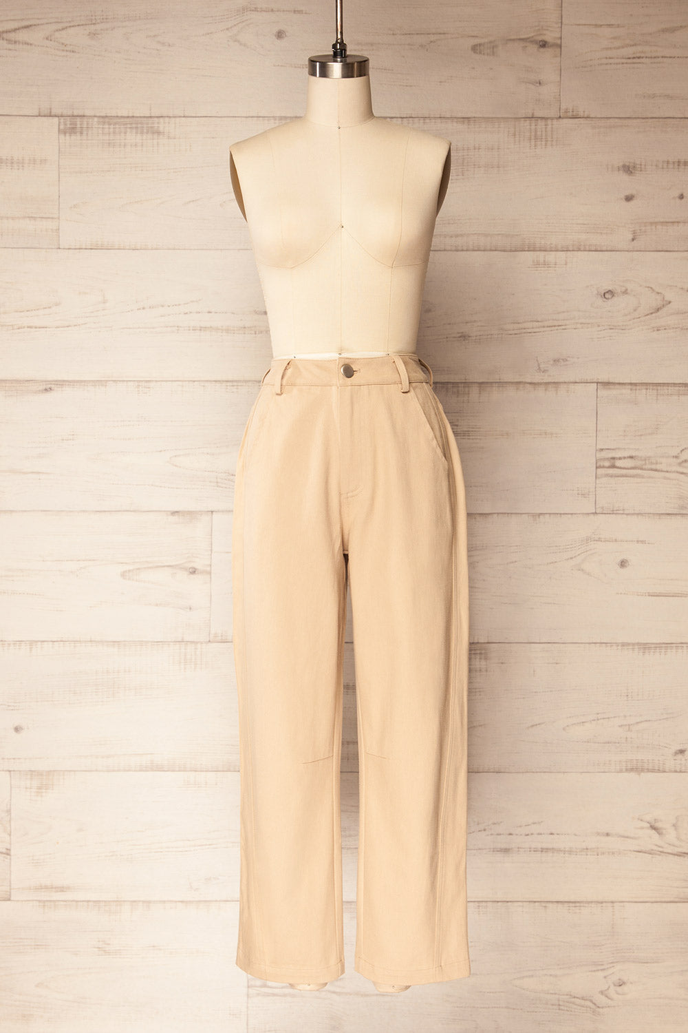Chutanga Wide Leg High-Waisted Beige Pants | La petite garçonne front view