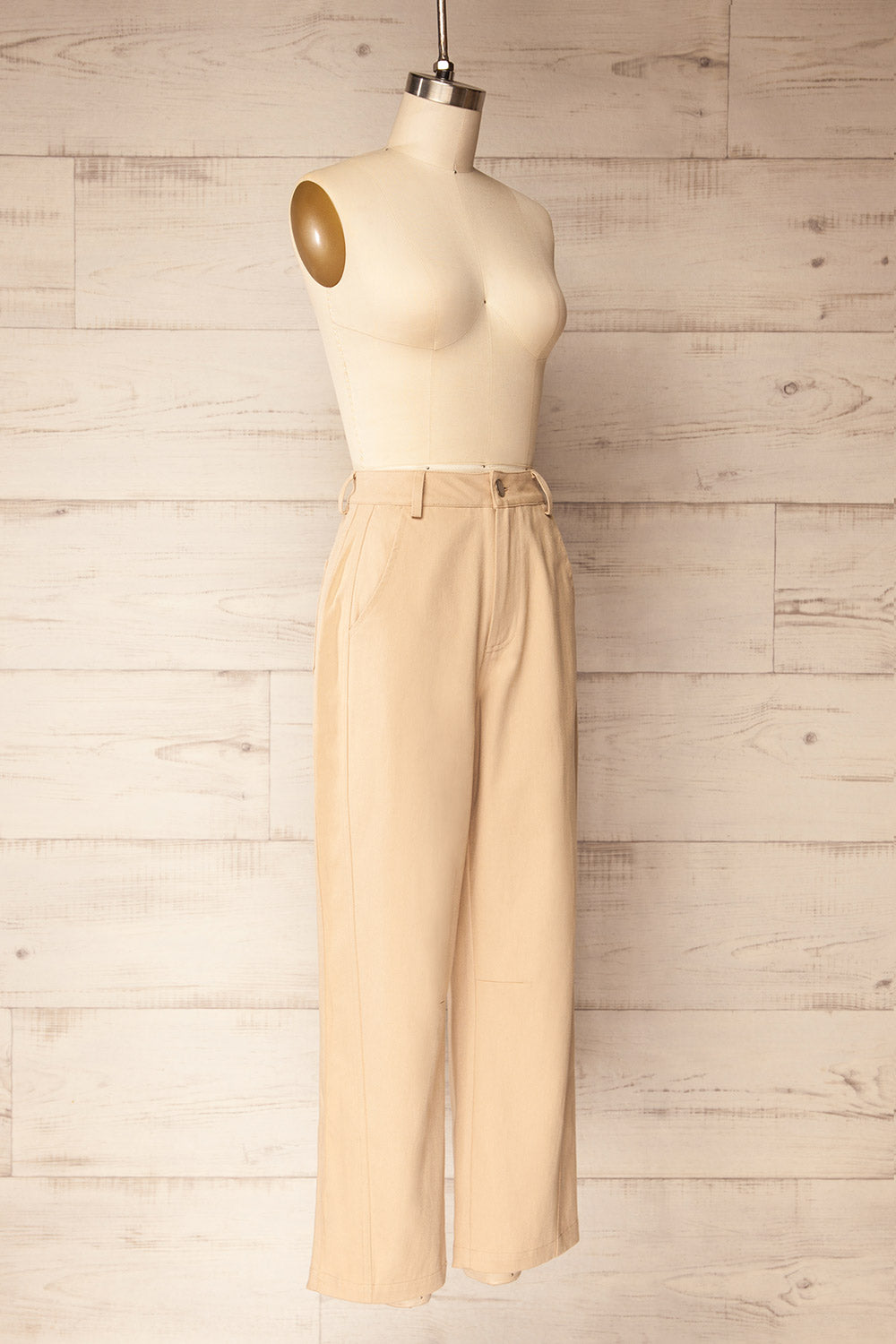 Chutanga Wide Leg High-Waisted Beige Pants | La petite garçonne side view