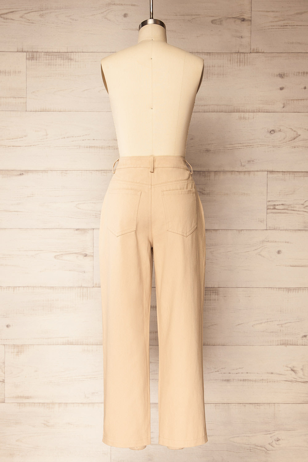Chutanga Wide Leg High-Waisted Beige Pants | La petite garçonne back view