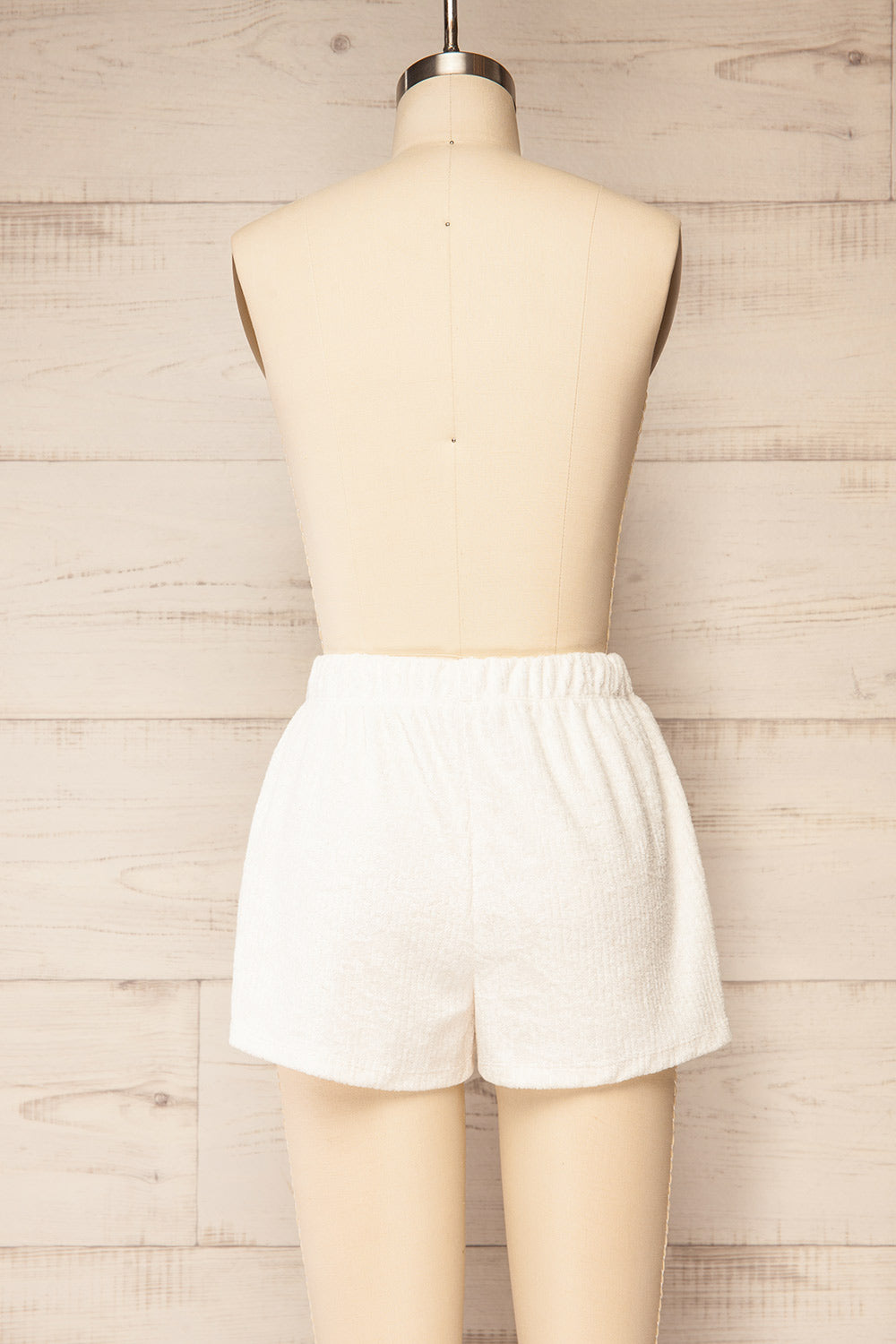 Cielo Fuzzy Ribbed Ivory Pyjama Shorts | La petite garçonne back view