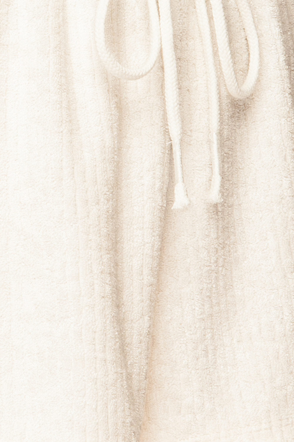 Cielo Fuzzy Ribbed Ivory Pyjama Shorts | La petite garçonne fabric