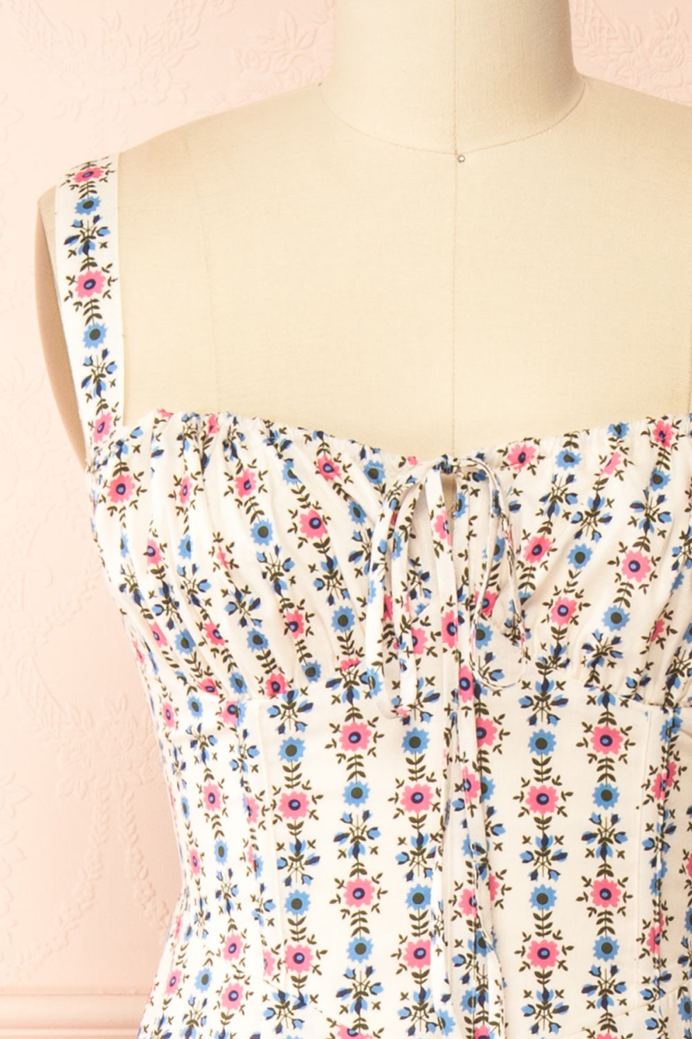 Cinzia Floral Midi Dress with Corset Top | Boutique 1861 front