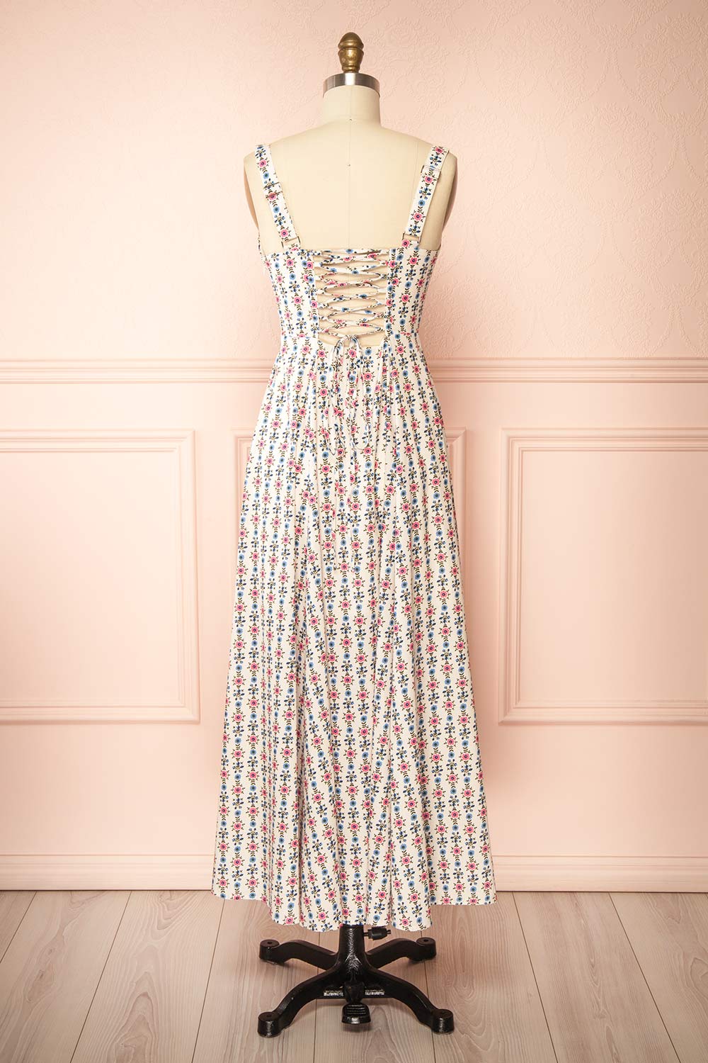 Cinzia Floral Midi Dress with Corset Top | Boutique 1861 back view