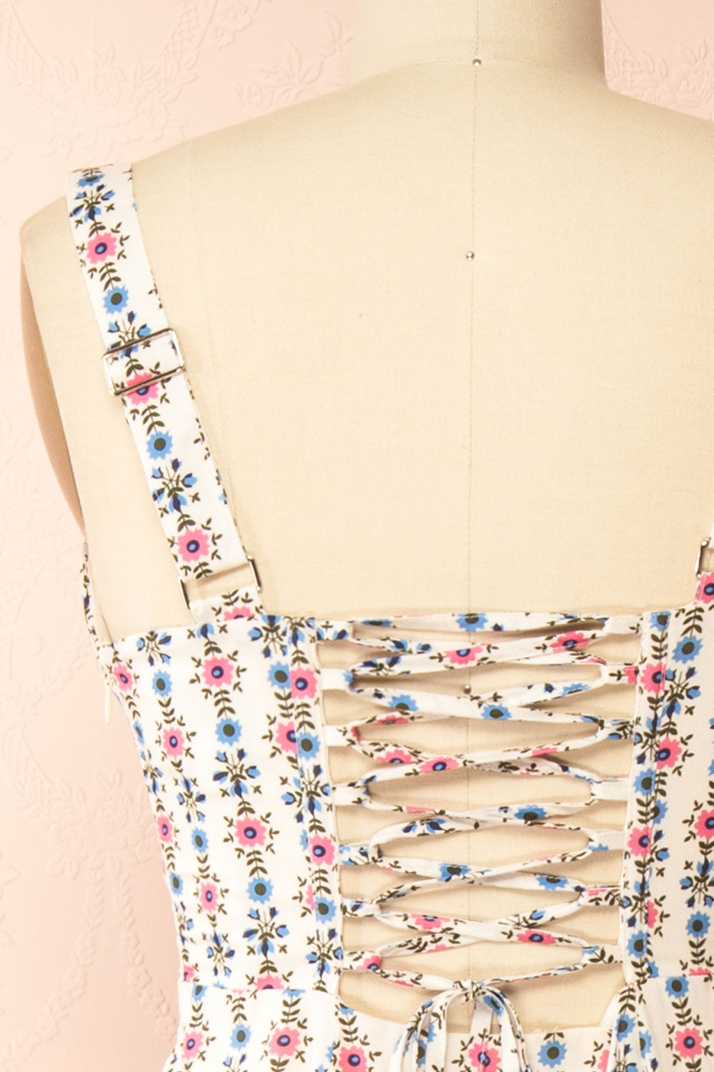 Cinzia Floral Midi Dress with Corset Top | Boutique 1861 back