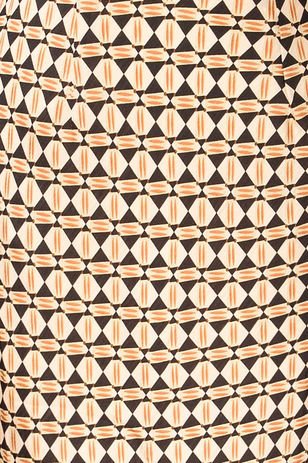 Clamart Maxi Black & Orange Patterned Dress | La petite garçonne bottom