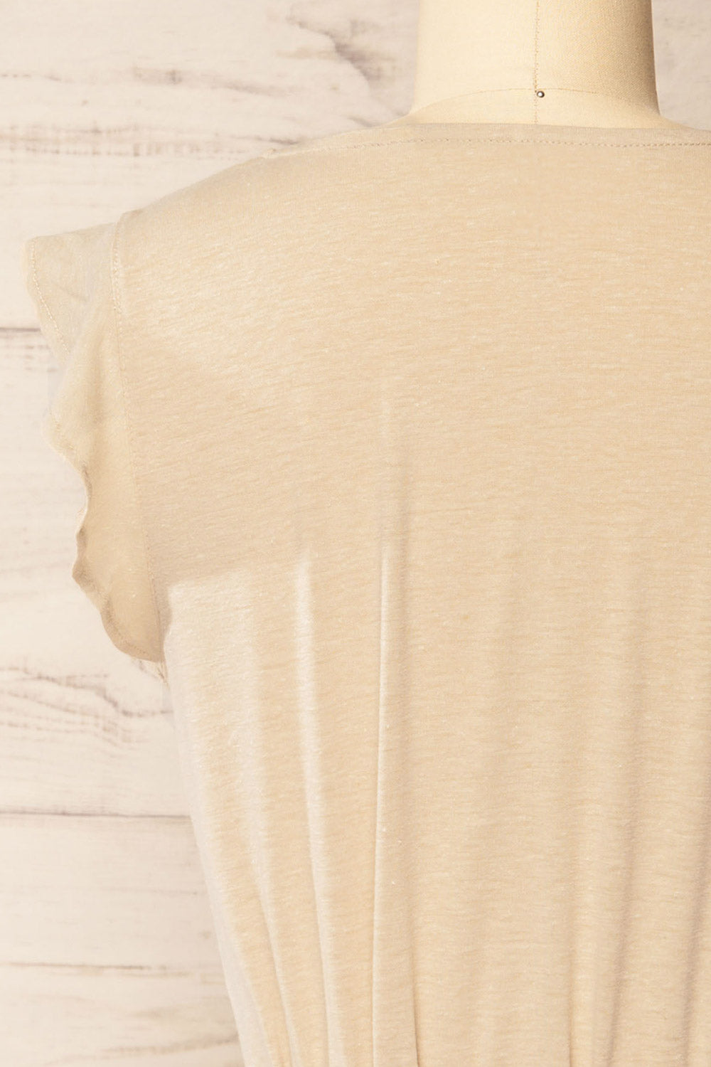 Clarice Beige Short Sleeveless Dress | La petite garçonne back