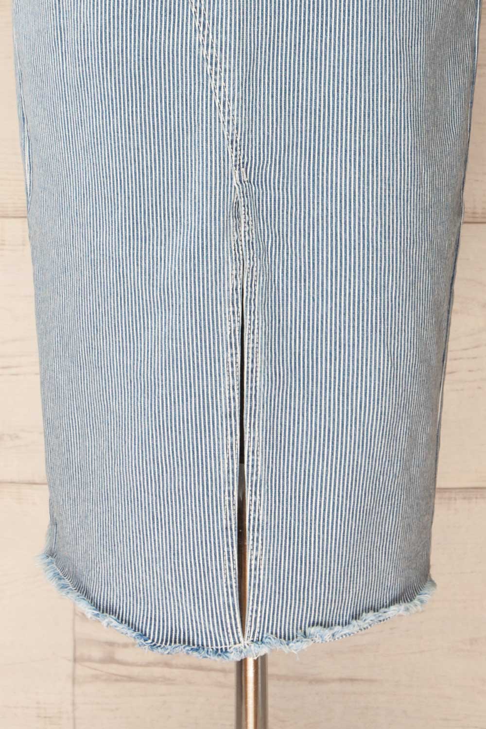 Clarke Striped Blue Midi Denim Skirt | La petite garçonne  bottom