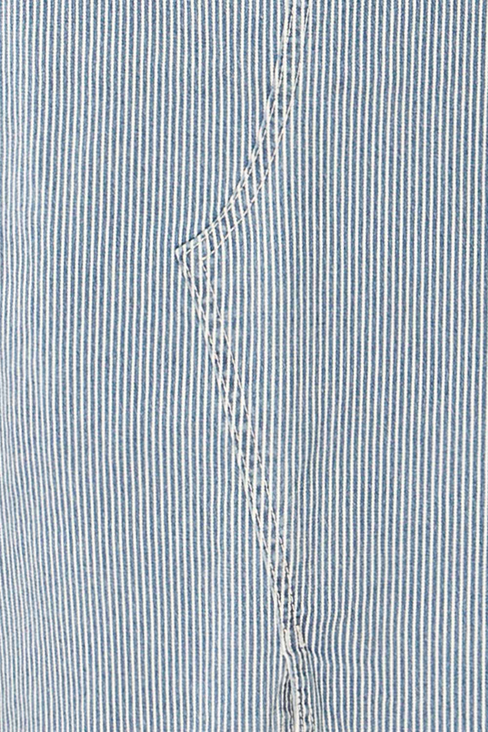Clarke Striped Blue Midi Denim Skirt | La petite garçonne fabric