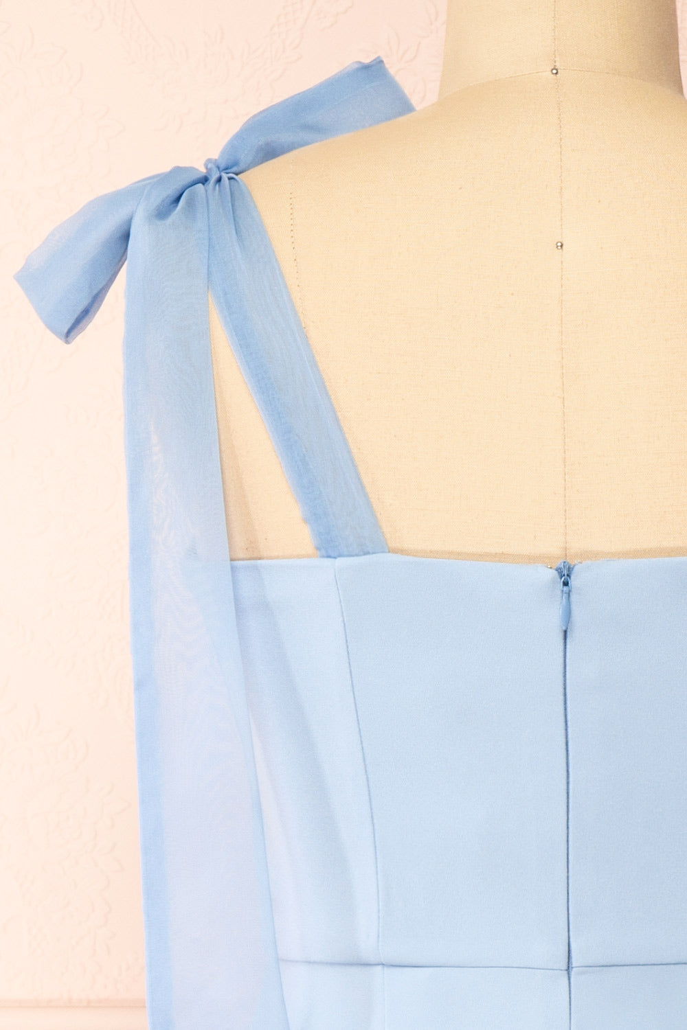 Claudy Short Blue Dress w/ Bow Straps | Boutique 1861 back