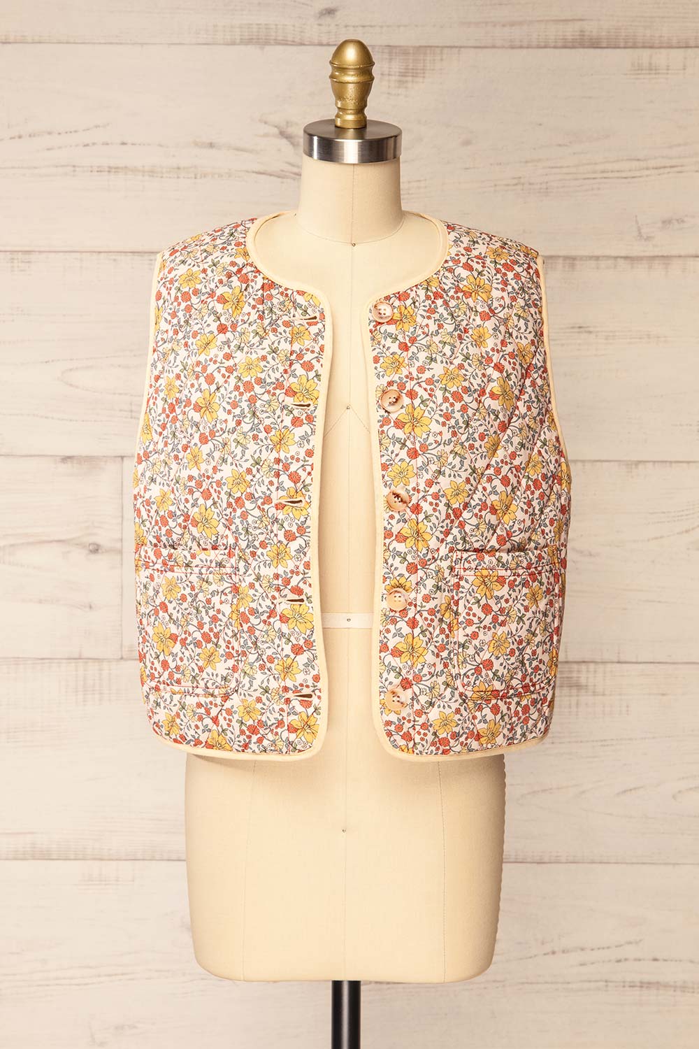 Claverton Quilted Floral Vest | La petite garçonne open view