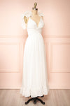 Clemence Long White Dress w/ Ruffled Straps | Boudoir 1861  side view
