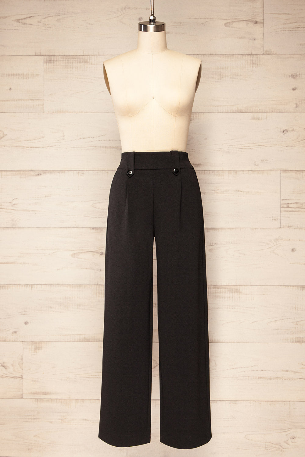 Clovelly Black Straight-Leg Pants w/ Pockets | La petite garçonne front view
