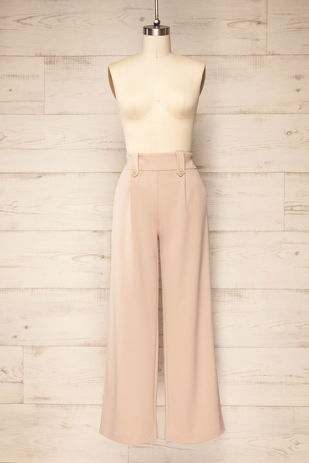 Clovelly Taupe Straight-Leg Pants w/ Pockets | La petite garçonne front view