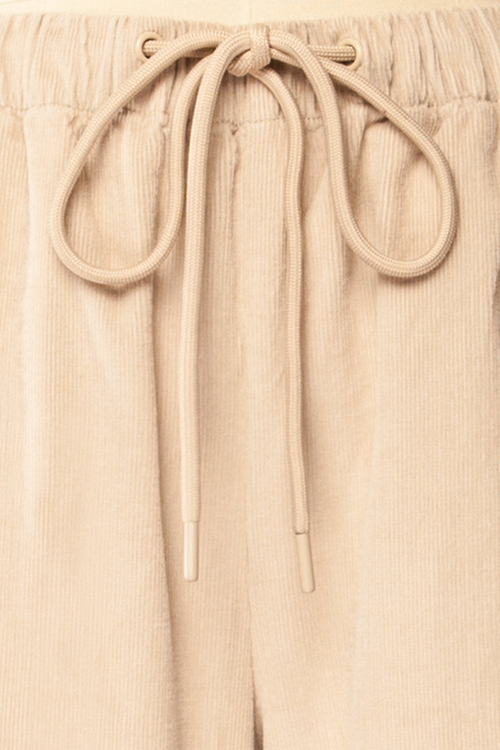 Clovis Beige Corduroy Pants with Adjustable Cord | La petite garçonne fabric