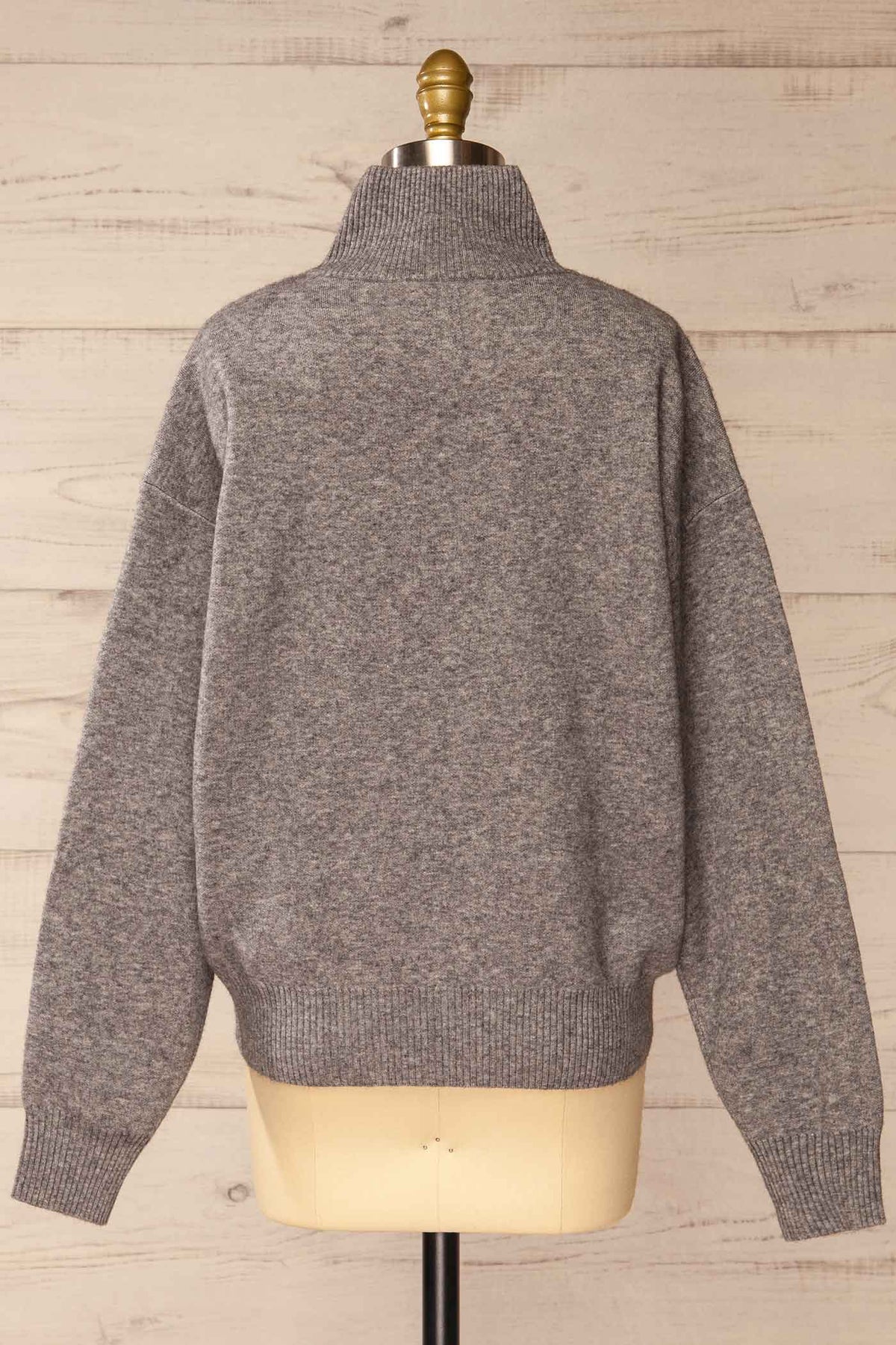 back view of Coari Grey Quarter-Zip Knit Sweater at La petite garçonne