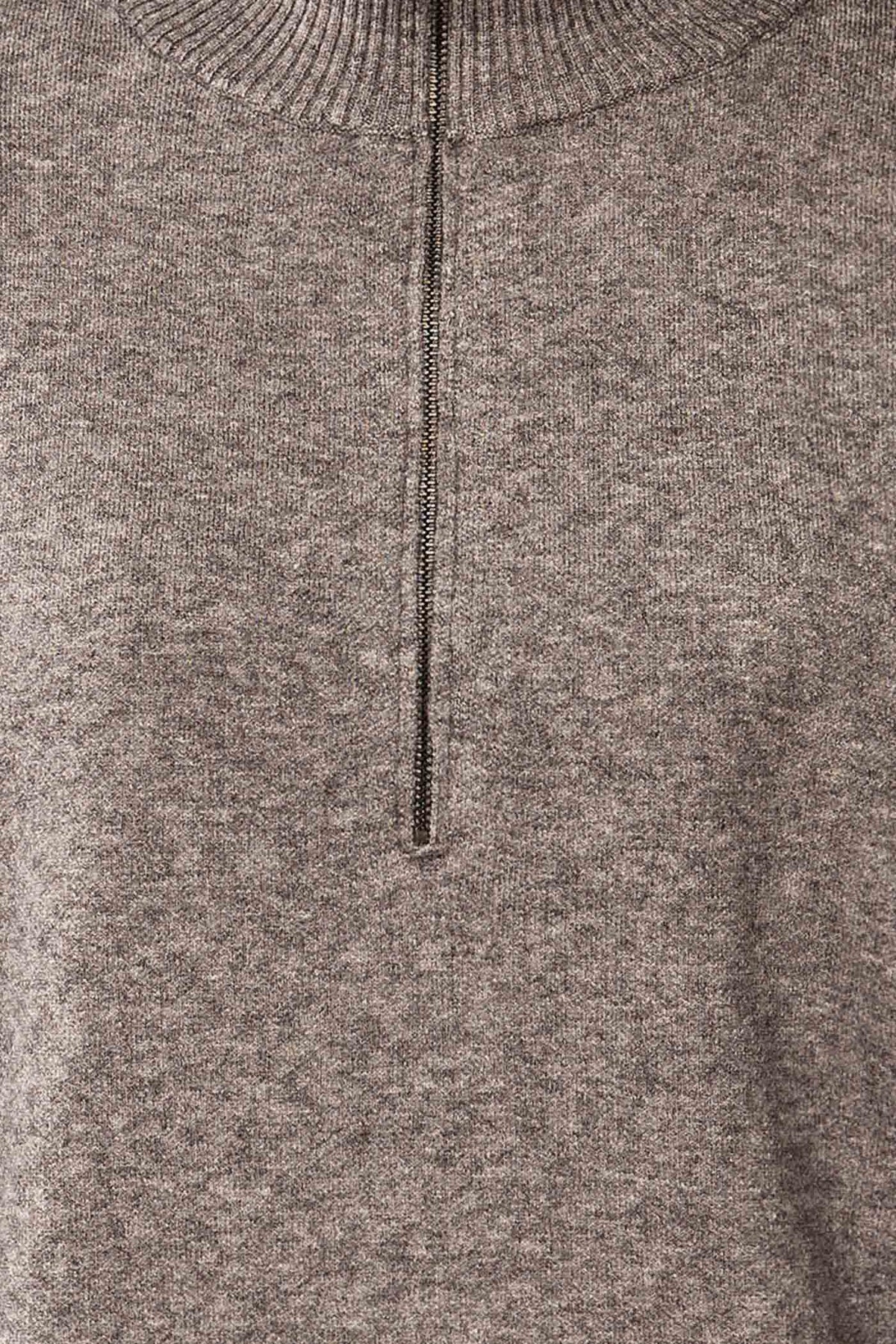 fabric view of Coari Grey Quarter-Zip Knit Sweater at La petite garçonne