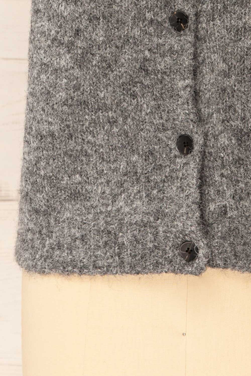 Cobar Grey Fluffy Knitted Button-Up Vest | La petite garçonne bottom