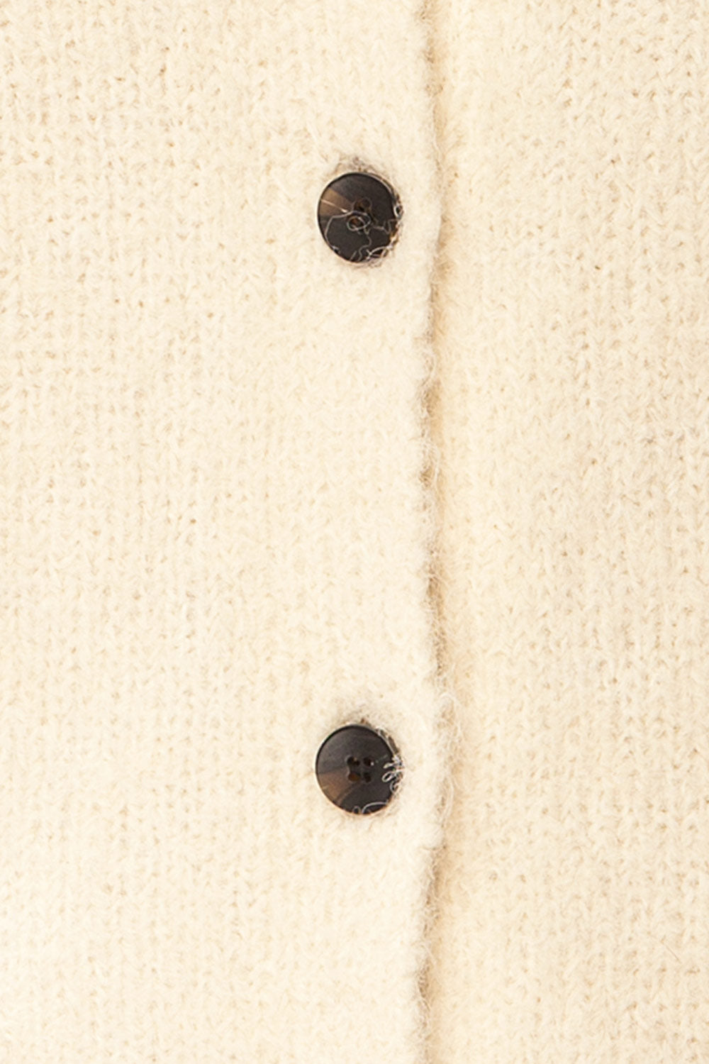 Cobar Ivory Fluffy Knitted Button-Up Vest | La petite garçonne fabric