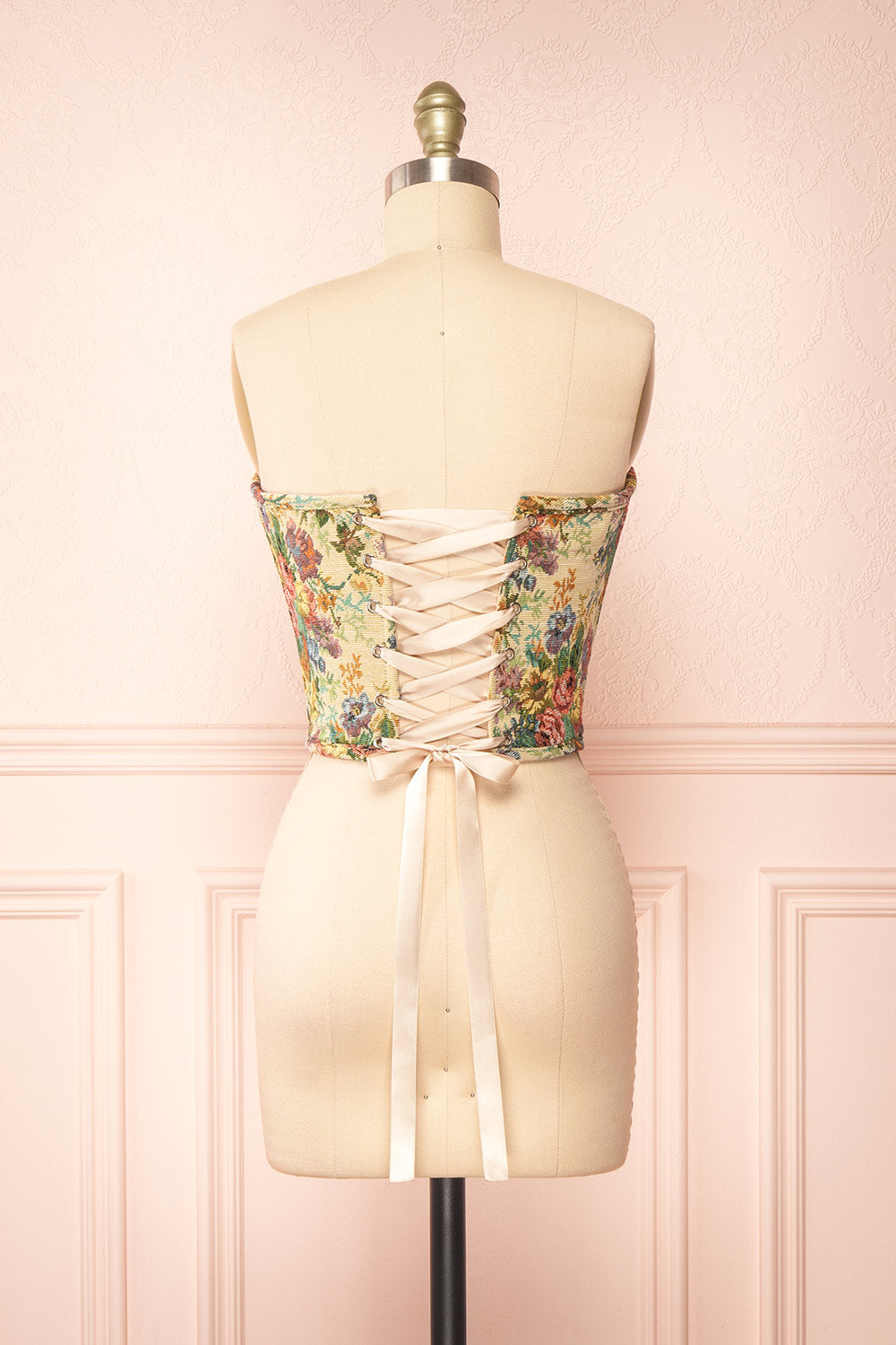 Cocona Beige Bustier Corset Top w/ Lace Up Back | Boutique 1861 back view