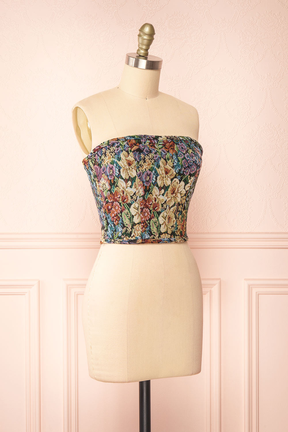 Cocona Black Bustier Corset Top w/ Lace Up Back | Boutique 1861 side view