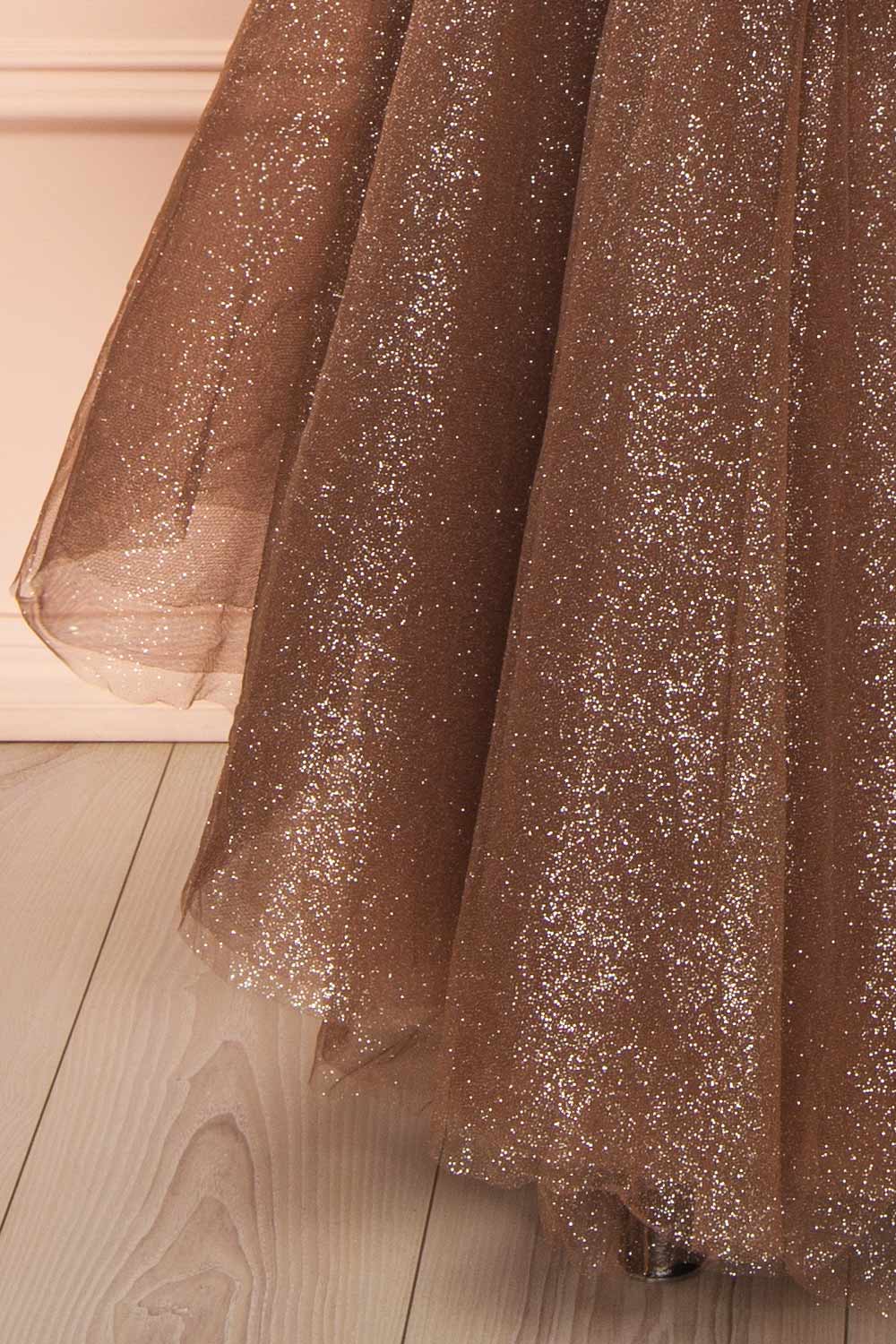 Cody Brown Maxi One Shoulder Dress with Glitters | Boutique 1861 bottom