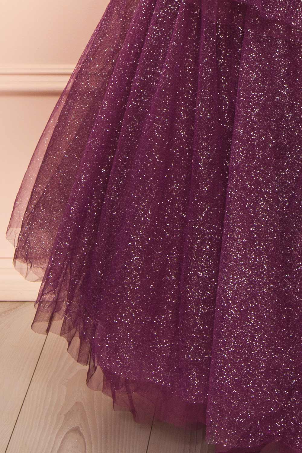 Cody Purple Maxi One Shoulder Dress with Glitters | Boutique 1861 bottom