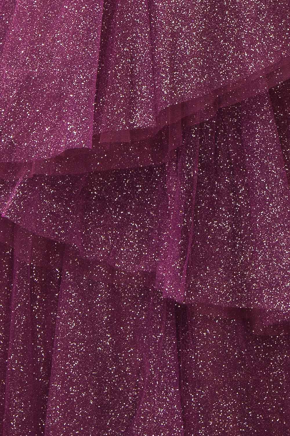 Cody Purple Maxi One Shoulder Dress with Glitters | Boutique 1861 fabric