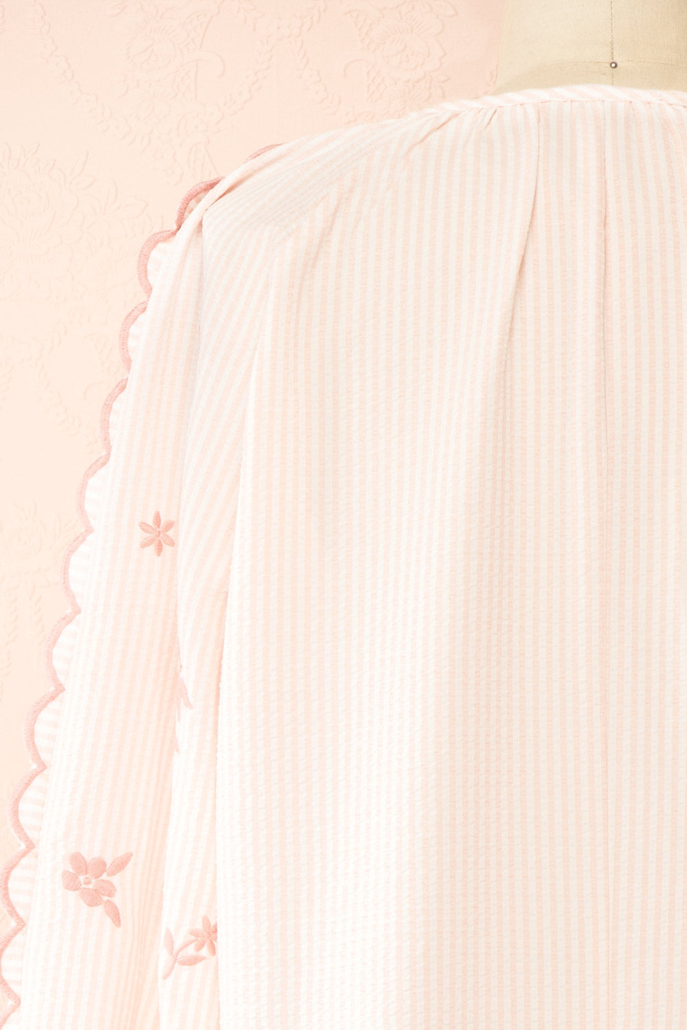 Colette Pink Striped Romper w/ Heart-Shaped Pockets | Boutique 1861 back