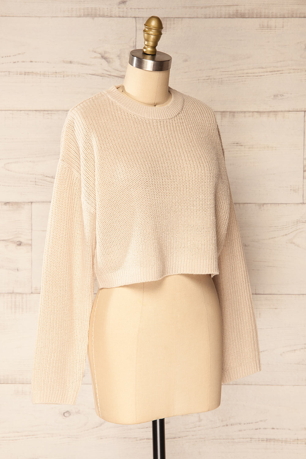 Colorado Beige Cropped Knit Sweater | La petite garçonne side view