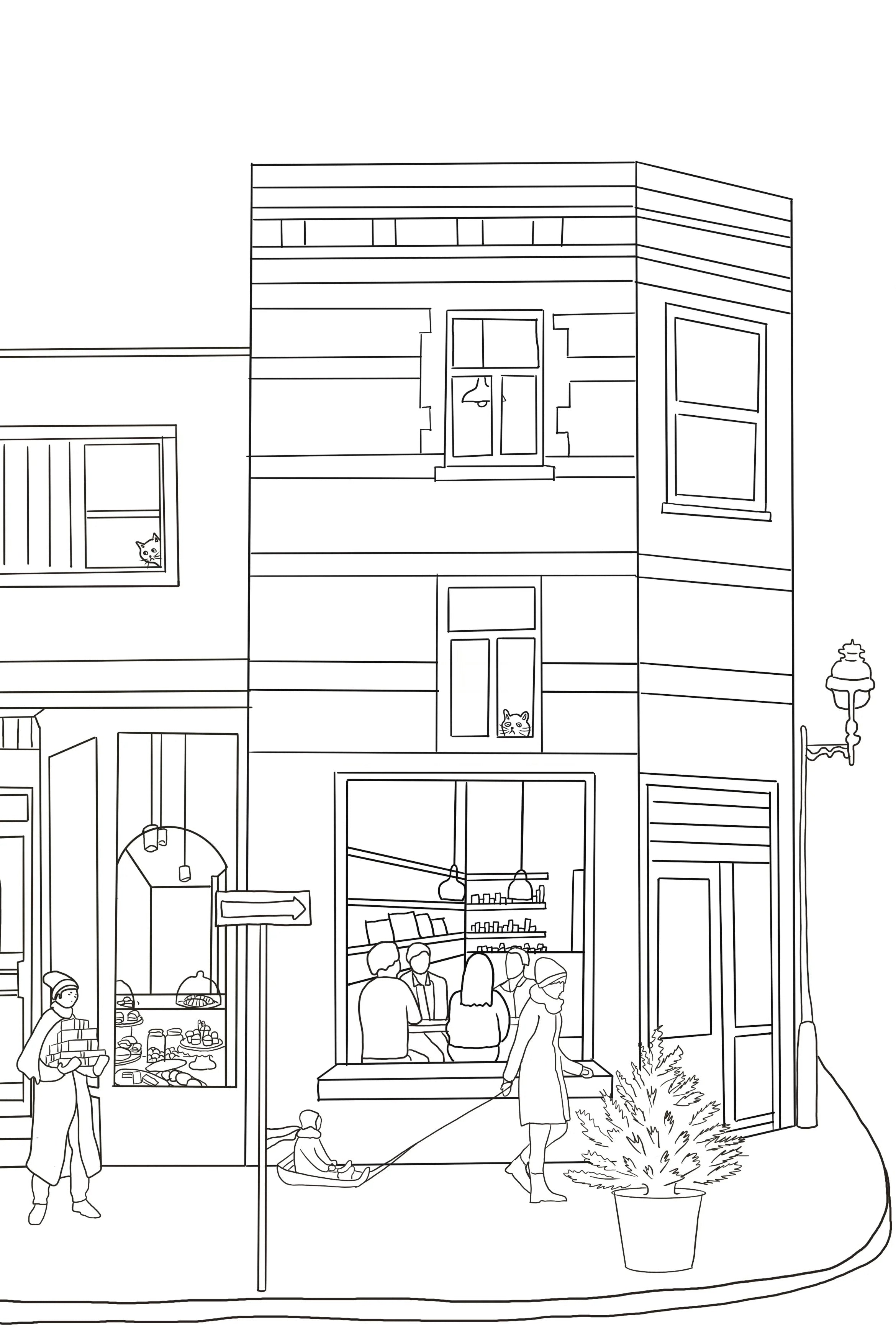 Life in Montreal | Colouring Book sample page 04