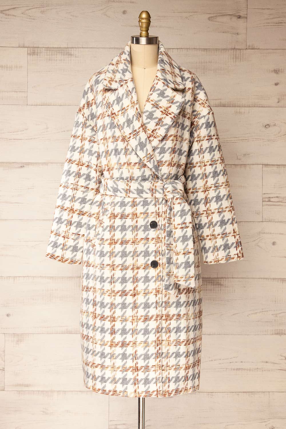 Conakry Long Houndstooth Coat | La petite garçonne front view