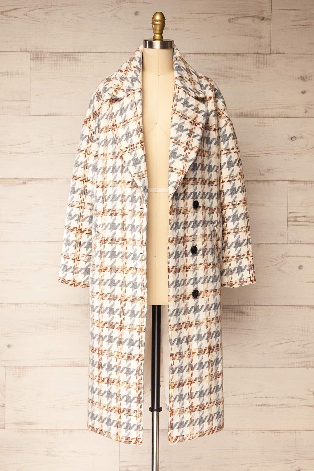 Conakry Long Houndstooth Coat | La petite garçonne open view