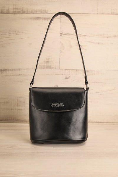 Contrail Black Faux Leather Bucket Bag | La petite garçonne front view