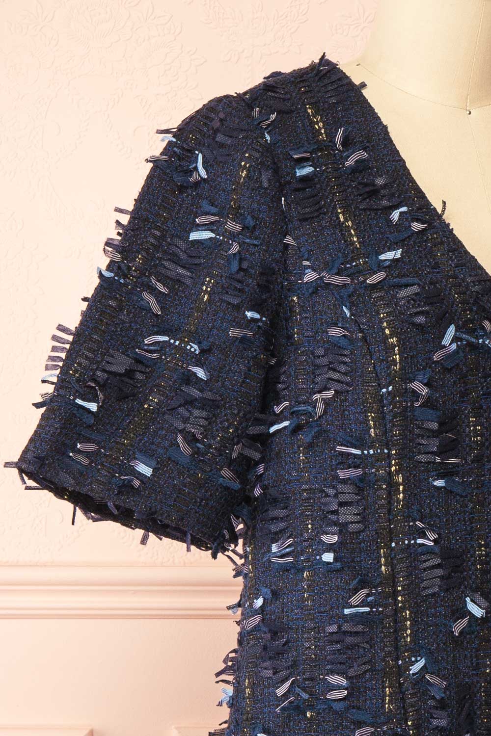 Coralyne Navy Tweed V-Neck Mini Dress | Boutique 1861 side