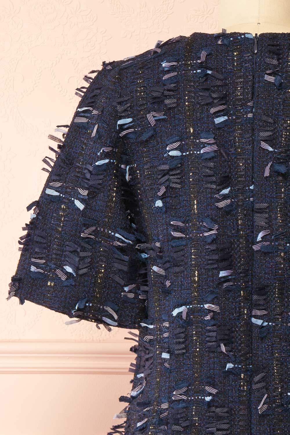 Coralyne Navy Tweed V-Neck Mini Dress | Boutique 1861 back